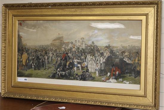 After William Powell Frith, coloured engraving, The Derby Day, 47 x 98cm